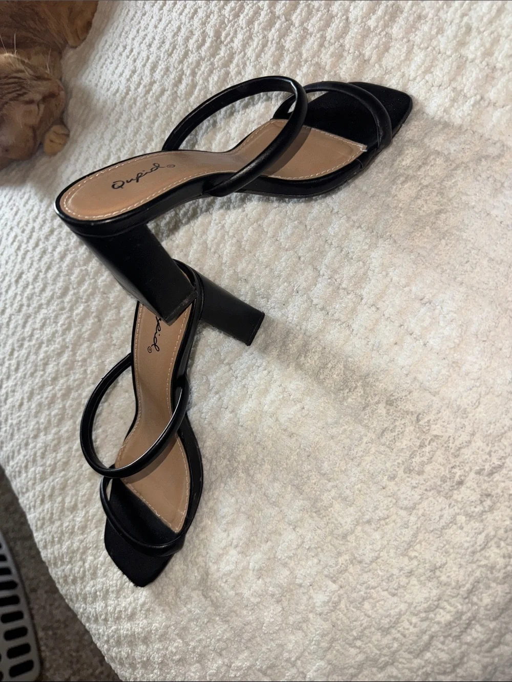 Qupid Black Double-Strap Block Heel Sandals - Picture 4 of 5